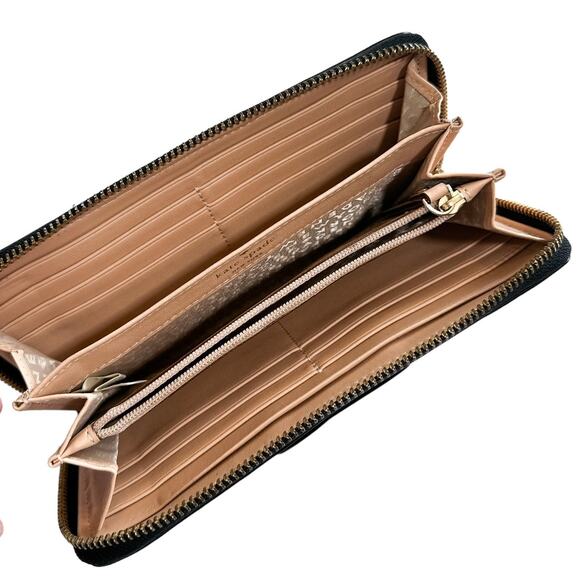 Kate Spade Berkshire Road Neda Long Zip Leather Wallet Black Gold Nude WLRU1885 - Picture 3 of 14